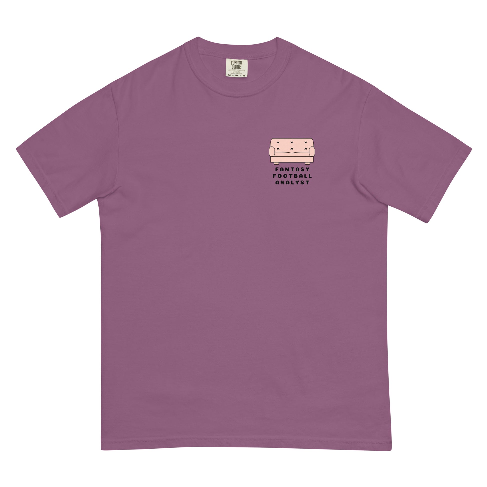 Comfort Colors FF Analyst t-shirt (pink couch) - FantasyFootballFresh